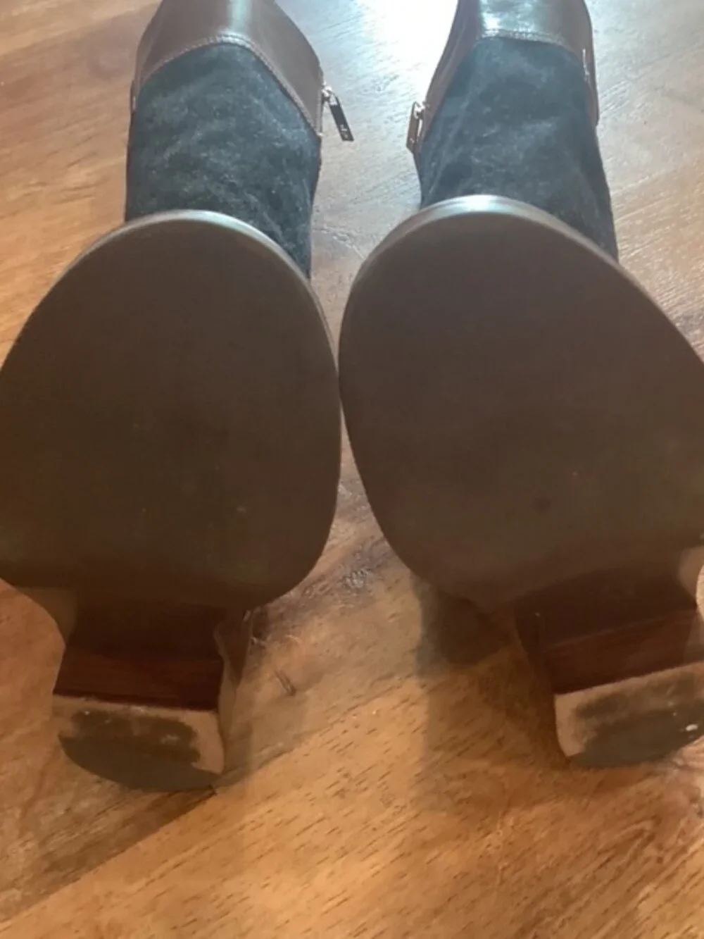 Tory Burch Riding Boots Knee‎ High Leather & Faux Wool Zippered Size 10 Medium